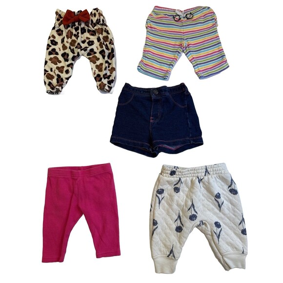 Baby Girl Pants & Shorts 5 Items Bundle – Size 0-3M – Carter’s, Gymboree & More - Picture 1 of 8